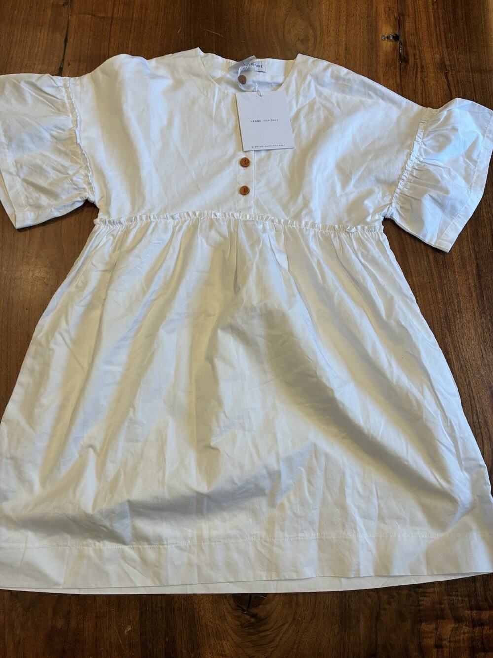 Legoe Heritage Maternity Dress Sz XS White Mini Dress NWT 100% Cotton